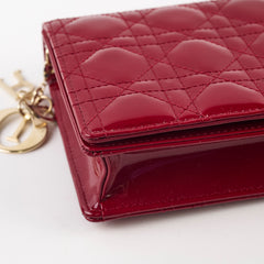 Christian Dior Patent Wallet On Chain Red