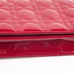 Christian Dior Patent Wallet On Chain Red