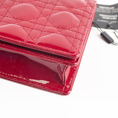 Christian Dior Patent Wallet On Chain Red