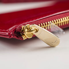 Christian Dior Patent Wallet On Chain Red