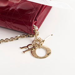 Christian Dior Patent Wallet On Chain Red