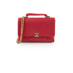 Chanel Caviar Quilted Carry Me Top Handle Red