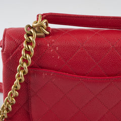 Chanel Caviar Quilted Carry Me Top Handle Red