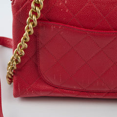 Chanel Caviar Quilted Carry Me Top Handle Red
