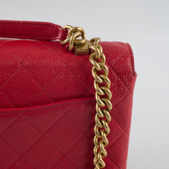 Chanel Caviar Quilted Carry Me Top Handle Red