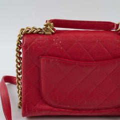 Chanel Caviar Quilted Carry Me Top Handle Red