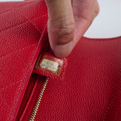 Chanel Caviar Quilted Carry Me Top Handle Red