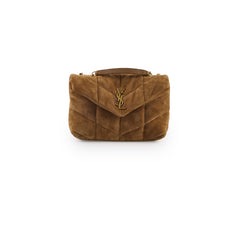 Saint Laurent Suede Lou Puffer Mini Brown
