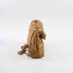 Saint Laurent Suede Lou Puffer Mini Brown