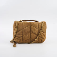 Saint Laurent Suede Lou Puffer Mini Brown