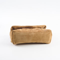 Saint Laurent Suede Lou Puffer Mini Brown