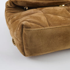 Saint Laurent Suede Lou Puffer Mini Brown