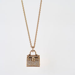 Hermes Amulettes Diamonds Kelly pendant 0.21CT Rose Gold