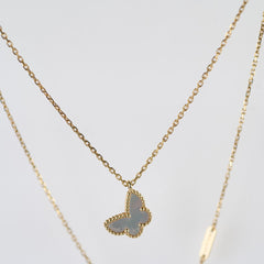 Van Cleef & Arpels VCA MOP Lucky Butterfly Pendant Necklace