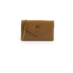 Saint Laurent Cassandre Envelope Wallet On Chain Beige