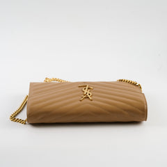 Saint Laurent Cassandre Envelope Wallet On Chain Beige