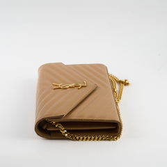 Saint Laurent Cassandre Envelope Wallet On Chain Beige