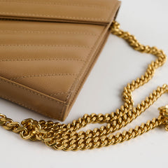 Saint Laurent Cassandre Envelope Wallet On Chain Beige