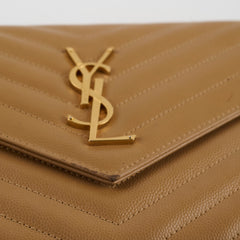 Saint Laurent Cassandre Envelope Wallet On Chain Beige