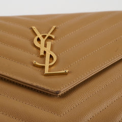 Saint Laurent Cassandre Envelope Wallet On Chain Beige