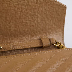 Saint Laurent Cassandre Envelope Wallet On Chain Beige