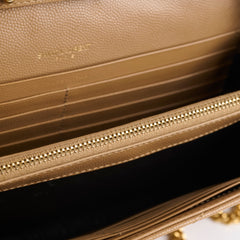 Saint Laurent Cassandre Envelope Wallet On Chain Beige