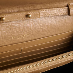 Saint Laurent Cassandre Envelope Wallet On Chain Beige