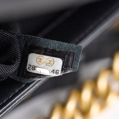 Chanel Old Medium Boy Bag Black Chevron Smooth Calfskin Gold HW