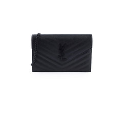 Saint Laurent Cassandre Envelope Wallet on Chain WOC Black