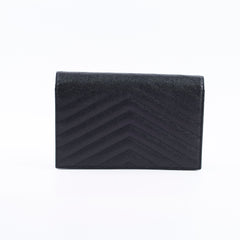 Saint Laurent Cassandre Envelope Wallet on Chain WOC Black