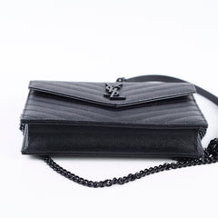 Saint Laurent Cassandre Envelope Wallet on Chain WOC Black
