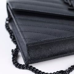 Saint Laurent Cassandre Envelope Wallet on Chain WOC Black