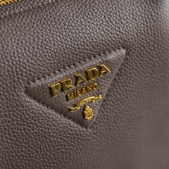 Prada Vitello Small Leather Tote Bag Taupe