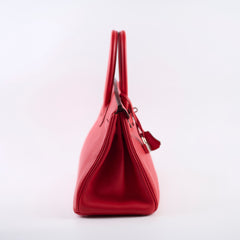 Hermes Birkin 30 Verso Rough Tomate/Naturel Sable Clemence 2019