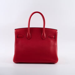 Hermes Birkin 30 Verso Rough Tomate/Naturel Sable Clemence 2019