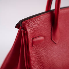 Hermes Birkin 30 Verso Rough Tomate/Naturel Sable Clemence 2019