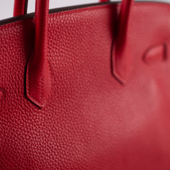 Hermes Birkin 30 Verso Rough Tomate/Naturel Sable Clemence 2019