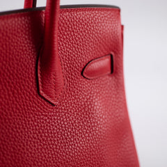 Hermes Birkin 30 Verso Rough Tomate/Naturel Sable Clemence 2019