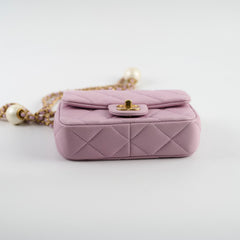 Chanel Pearl Adjustable Strap Mini Pink  (microchip)