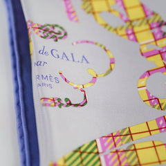 Hermes Scarf 42 x 42 Purple/Yellow/Pink/Grey