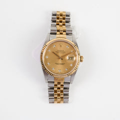 Rolex 36mm Datejust Twotone with Diamond Dial Watch