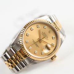 Rolex 36mm Datejust Twotone with Diamond Dial Watch