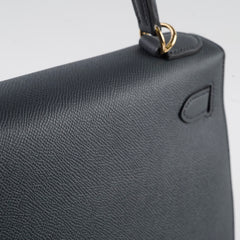 Hermes Kelly 28 Gris Misty Epsom Permabrass HW W Stamp