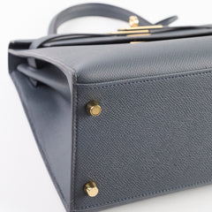 Hermes Kelly 28 Gris Misty Epsom Permabrass HW W Stamp