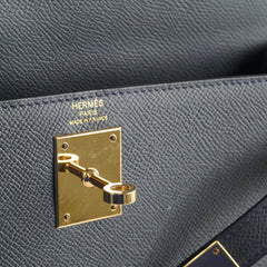 Hermes Kelly 28 Gris Misty Epsom Permabrass HW W Stamp