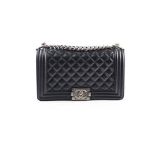 Chanel Caviar Old Medium Boy Black Series 28