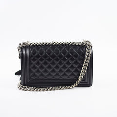 Chanel Caviar Old Medium Boy Black Series 28