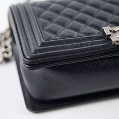 Chanel Caviar Old Medium Boy Black Series 28