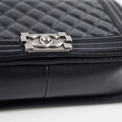 Chanel Caviar Old Medium Boy Black Series 28