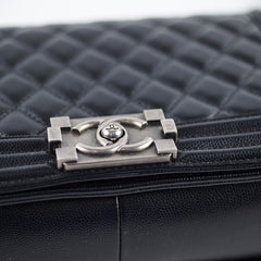 Chanel Caviar Old Medium Boy Black Series 28